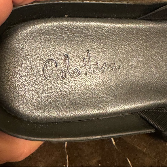 Cole Haan Sandals Women’s 9.5 B Nike Air G Series Wedge Slides Black Leather‎ - Picture 5 of 8